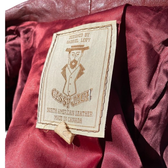 Vintage 70s Gassy Jack Gabriel Levy Cognac Real Leather Jacket Red Brown Belted - Picture 7 of 7